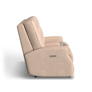 Devon Fabric Power Reclining Loveseat with Console & Power Headrests