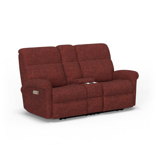 Davis Fabric Power Reclining Loveseat with Console & Power Headrests