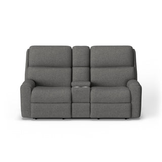 Rio Fabric Power Reclining Loveseat with Console & Power Headrests