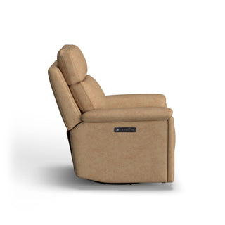 Refined Leather Power Swivel Gliding Recliner with Power Headrest & Lumbar