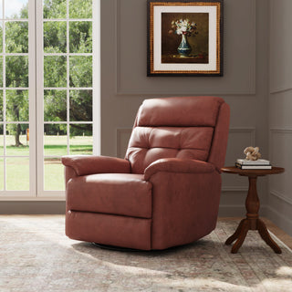 Sophisticated Leather Power Swivel Gliding Recliner with Power Headrest & Lumbar