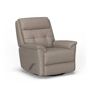 Sophisticated Leather Power Swivel Gliding Recliner with Power Headrest & Lumbar