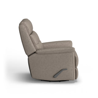 Sophisticated Leather Power Swivel Gliding Recliner with Power Headrest & Lumbar