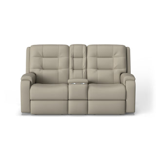 Arlo Leather Power Reclining Loveseat with Console & Power Headrests