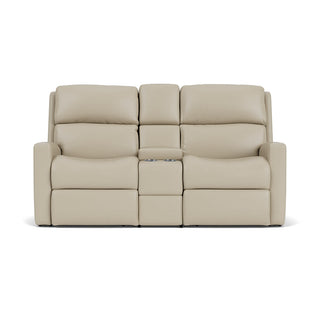 Catalina Leather Reclining Loveseat with Console