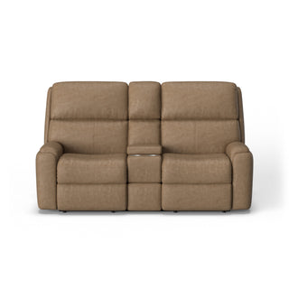 Rio Leather Power Reclining Loveseat with Console & Power Headrests