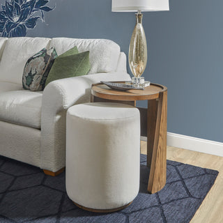 Lyra Fabric Pouf Ottoman 17" W